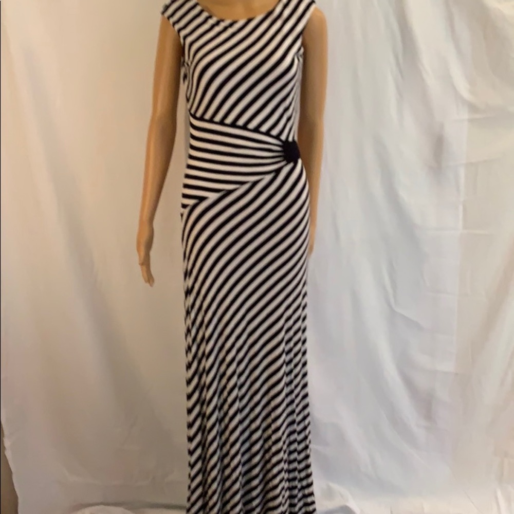 Beige by eci. - Black and White Stripe Maxi Dress